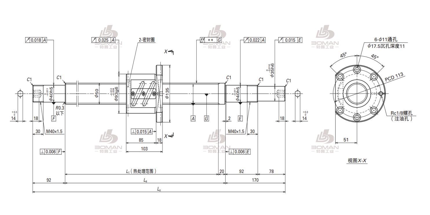 W5011SA-1Z-C5Z10-FA标准滚珠丝杠