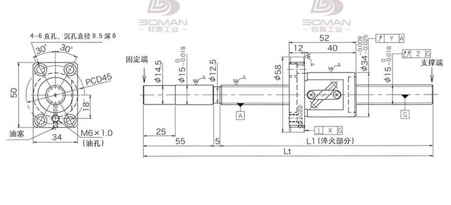 KURODA GG1510AS-BALR-1100A 黑田丝杆替换尺寸图解