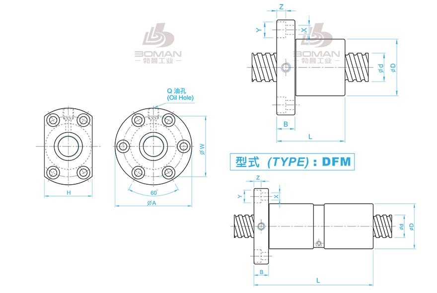 TBI SFM0325T-4 tbi滚珠丝杆表格说明