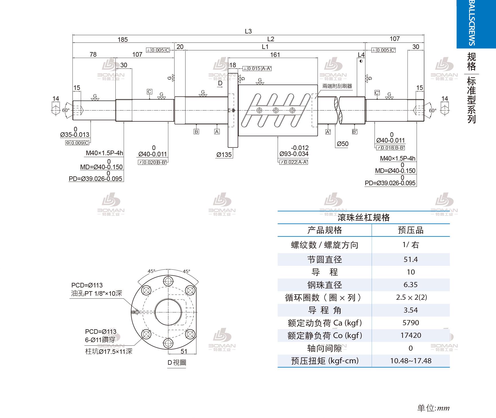 PMI 1R50-10B2-1FOWC-580-892-0.018 丝杆材质pmi